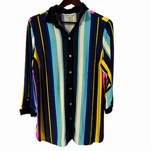Peter Nygard Women’s L Multicolour Striped Button-Down Blouse